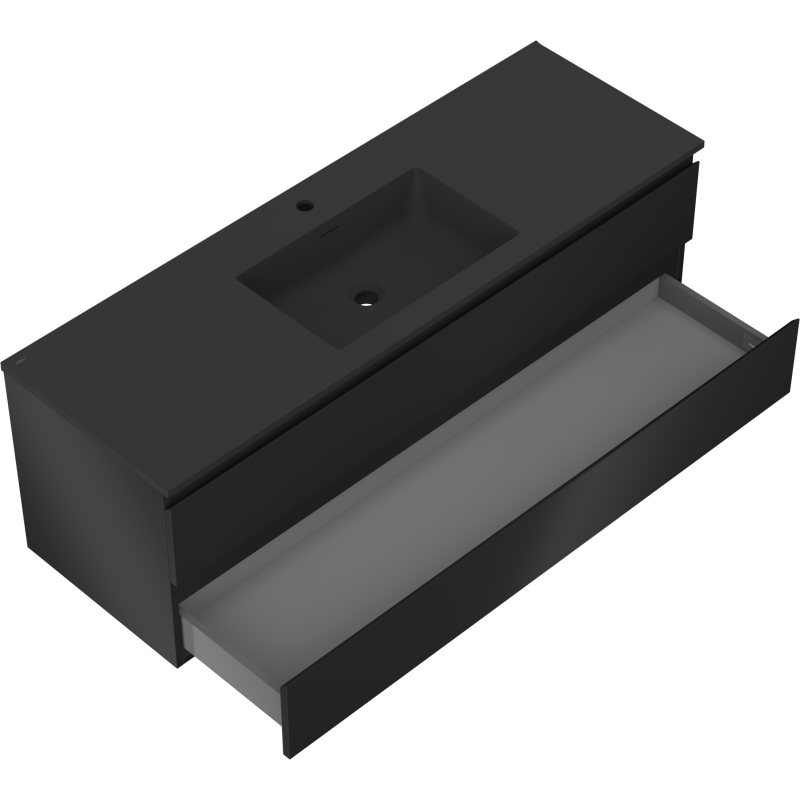 Mexen Orio dulap de baie 140 cm cu chiuvetă Otis, 2 sertare, negru mat - 91A10-14047-2-BFF71-W18M71