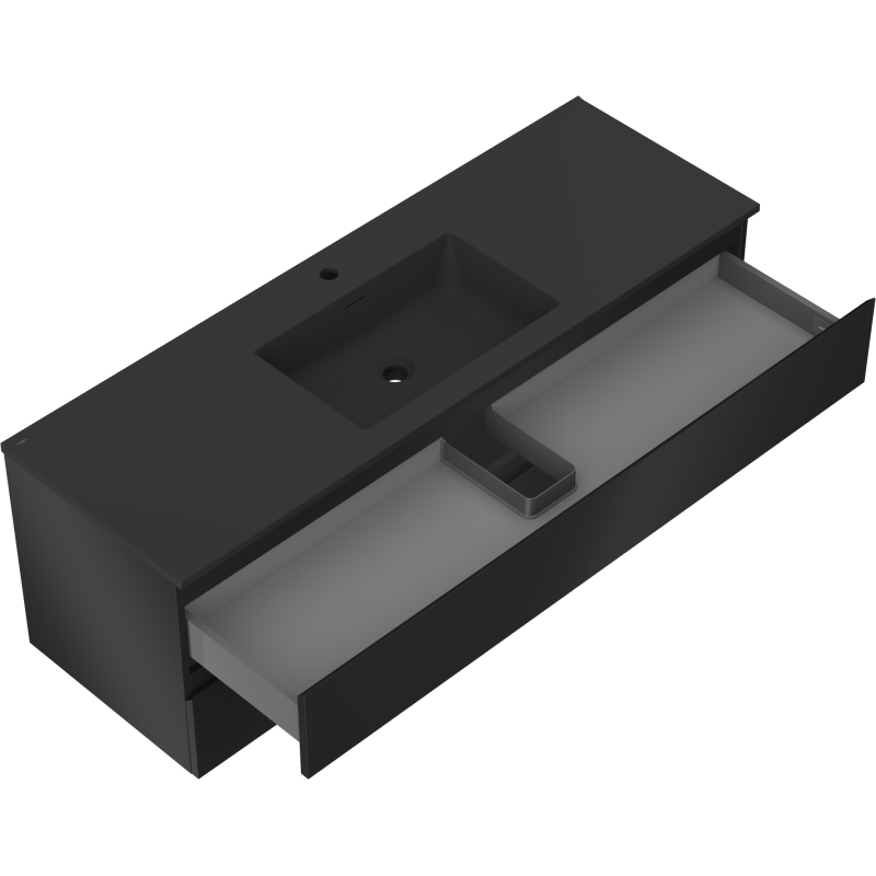 Mexen Orio fürdőszobai szekrény 140 cm mosdóval Otis, 2 fiók, fekete matt - 91A10-14047-2-BFF71-W18M71
