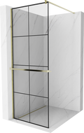 Mexen Kioto+ zuhanyfal polccal és korláttal 80 x 200 cm, Átlátszó/Fekete minta 8 mm, Arany - 800-080-121-50-77