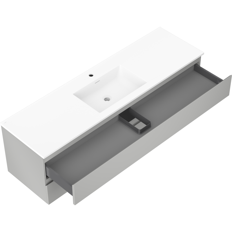 Mexen Orio fürdőszobaszekrény 160 cm Otis mosdóval, 2 fiók, szürke matt/fehér matt - 91A10-16047-2-BFF62-W18M01