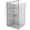 Mexen Kioto+ zuhanyfal polccal Walk-in 100 x 200 cm, fekete rácsos, arany - 800-100-121-50-77