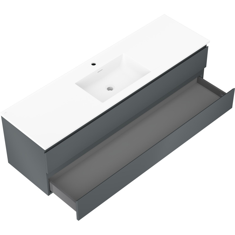Mexen Orio dulap de baie 160 cm cu lavoar Otis, 2 sertare, grafit mat/alb mat - 91A10-16047-2-BFF66-W18M01