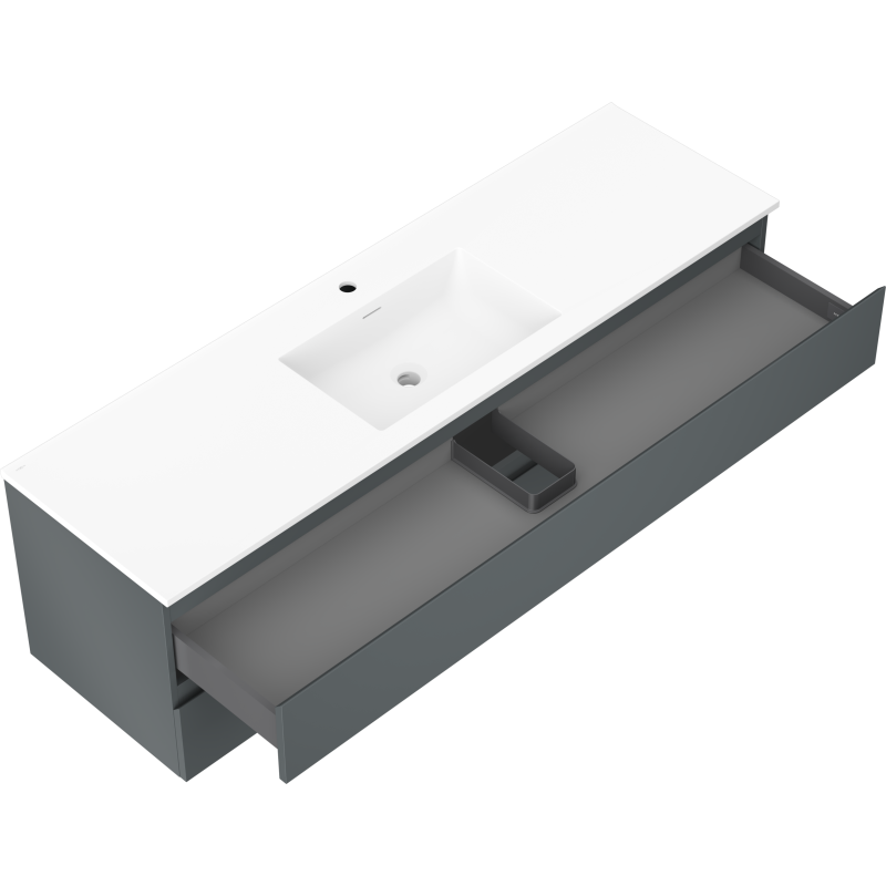Mexen Orio dulap baie 160 cm cu chiuvetă Otis, 2 sertare, grafit mat/alb mat - 91A10-16047-2-BFF66-W18M01