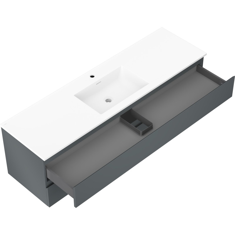 Mexen Orio dulap de baie 160 cm cu lavoar Otis, 2 sertare, grafit mat/alb mat - 91A10-16047-2-BFF66-W18M01