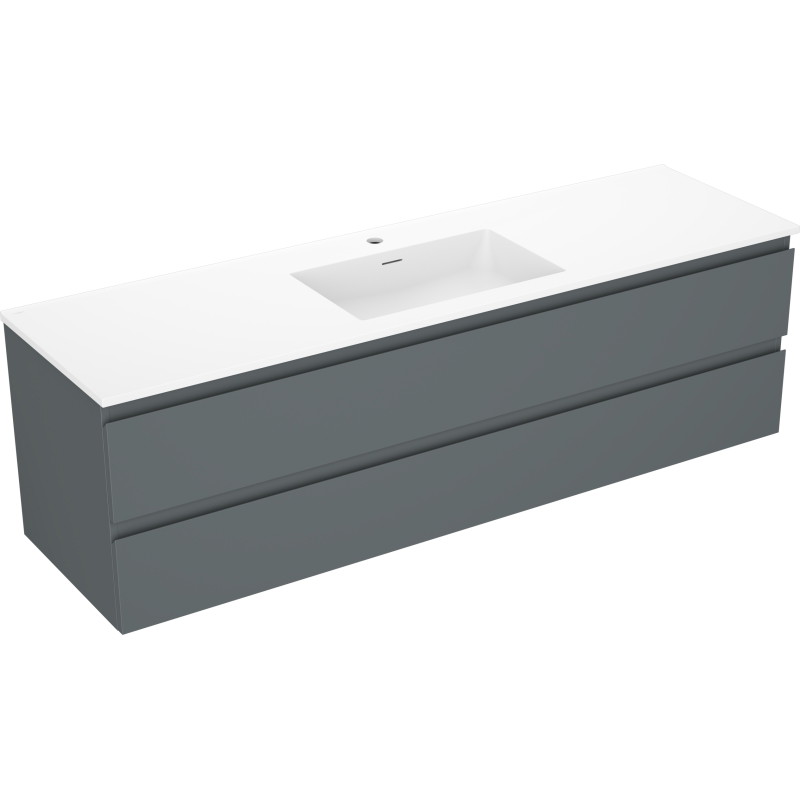 Mexen Orio dulap de baie 160 cm cu lavoar Otis, 2 sertare, grafit mat/alb mat - 91A10-16047-2-BFF66-W18M01