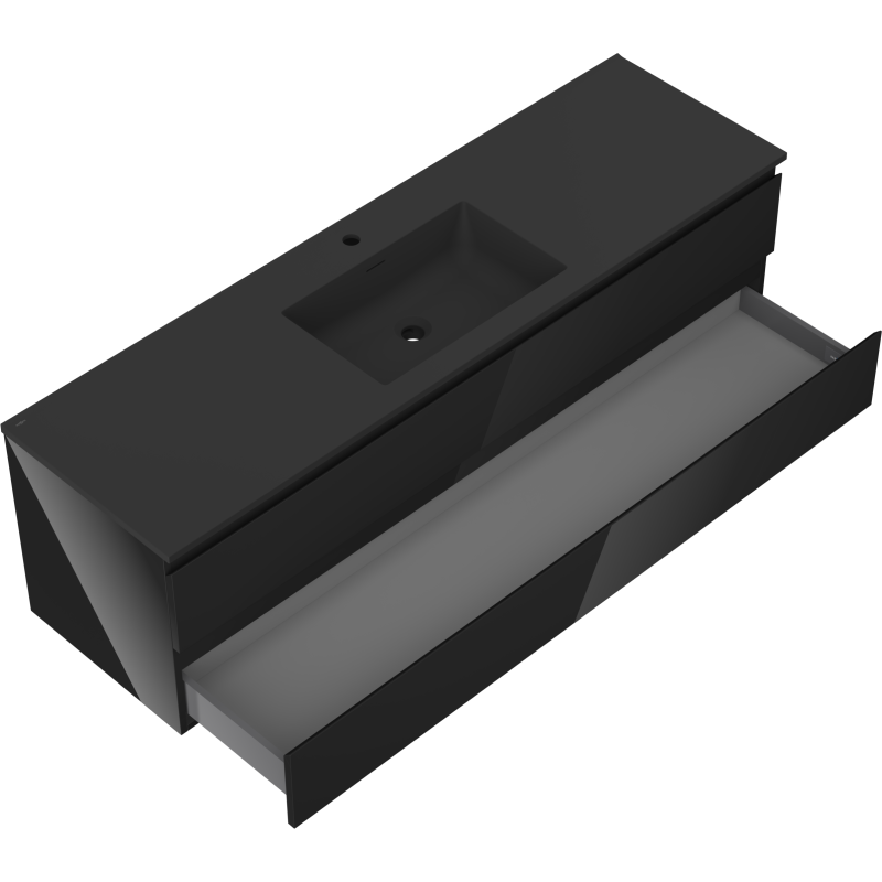 Mexen Orio dulap baie 160 cm cu chiuvetă Otis, 2 sertare, negru lucios/negru mat - 91A10-16047-2-BFF70-W18M71