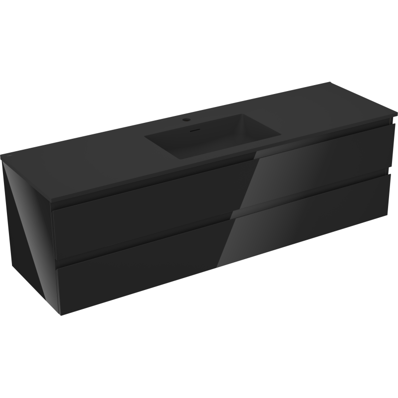 Mexen Orio dulap baie 160 cm cu chiuvetă Otis, 2 sertare, negru lucios/negru mat - 91A10-16047-2-BFF70-W18M71