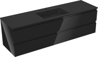 Mexen Orio dulap de baie 160 cm cu lavoar Otis, 2 sertare, negru lucios/negru mat - 91A10-16047-2-BFF70-W18M71