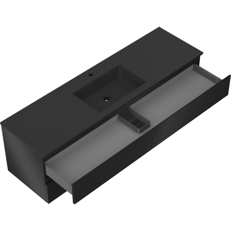 Mexen Orio dulap baie 160 cm cu chiuvetă Otis, 2 sertare, negru mat - 91A10-16047-2-BFF71-W18M71