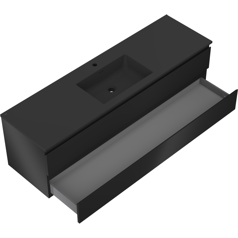 Mexen Orio dulap baie 160 cm cu chiuvetă Otis, 2 sertare, negru mat - 91A10-16047-2-BFF71-W18M71