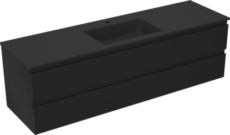 Mexen Orio dulap baie de 160 cm cu chiuvetă Otis, 2 sertare, negru mat - 91A10-16047-2-BFF71-W18M71