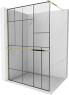 Mexen Kioto+ cabină de duș cu raft Walk-in 100 x 200 cm, model negru, auriu - 800-100-121-50-78