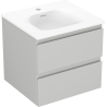 Mexen Orio 50 cm-es fürdőszobaszekrény Vela mosdóval, 2 fiókos, szürke matt/fehér matt - 91A10-05047-2-BFF62-W23M01
