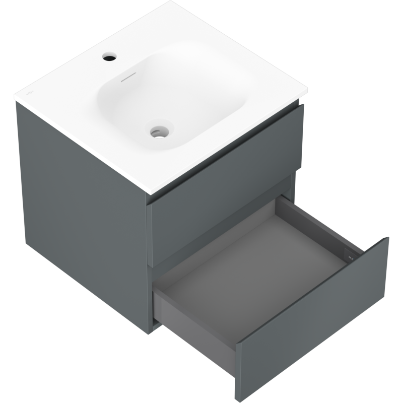Mexen Orio fürdőszobai szekrény 50 cm mosdóval Vela, 2 fiók, grafit matt/fehér matt - 91A10-05047-2-BFF66-W23M01