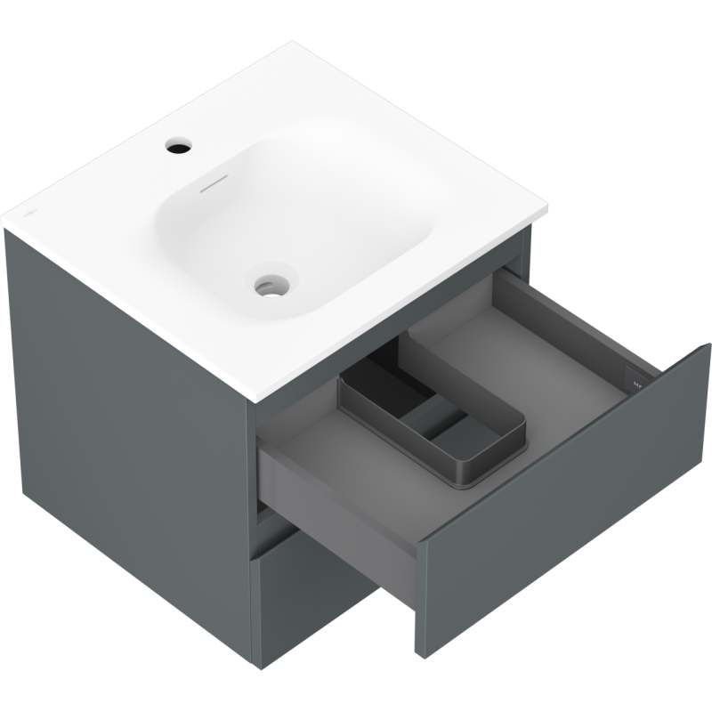 Mexen Orio fürdőszobai szekrény 50 cm mosdóval Vela, 2 fiók, grafit matt/fehér matt - 91A10-05047-2-BFF66-W23M01