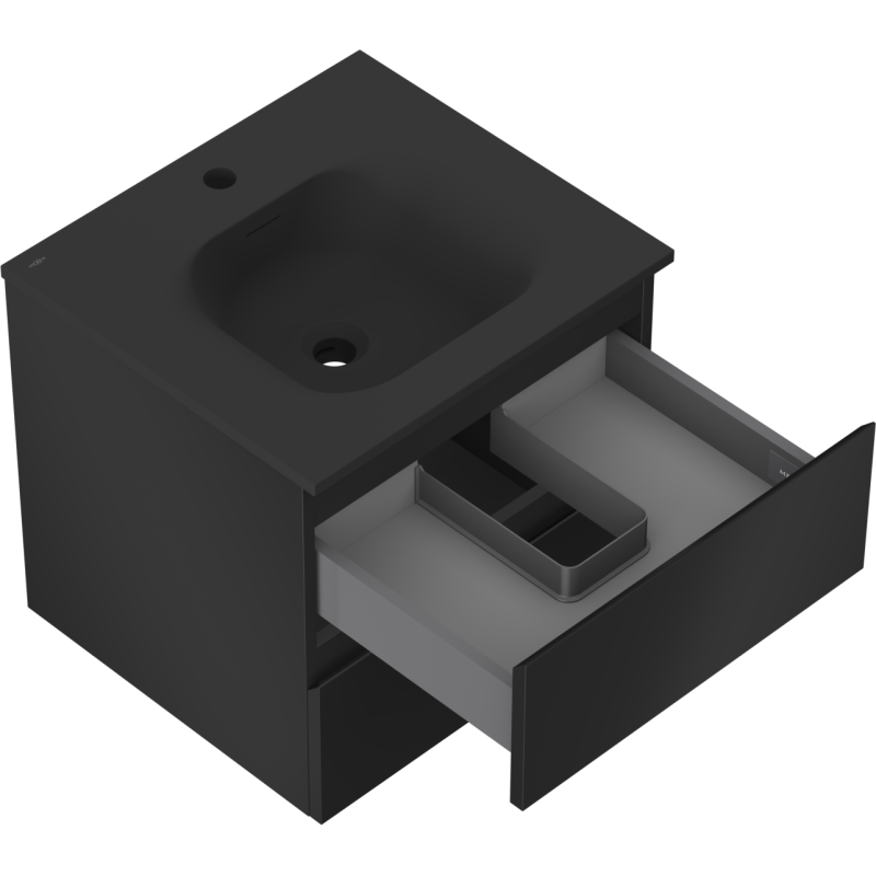 Mexen Orio dulap de baie 50 cm cu chiuvetă Vela, 2 sertare, negru mat - 91A10-05047-2-BFF71-W23M71