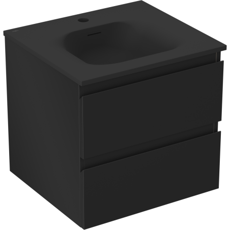 Mexen Orio fürdőszobaszekrény 50 cm-es Vela mosdóval, 2 fiók, fekete matt - 91A10-05047-2-BFF71-W23M71
