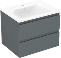 Mexen Orio 60 cm-es fürdőszobaszekrény Vela mosdóval, 2 fiók, grafit matt/fehér matt - 91A10-06047-2-BFF66-W23M01