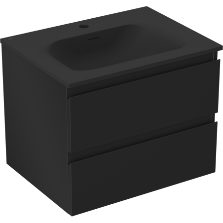 Mexen Orio 60 cm-es fürdőszobai szekrény Vela mosdóval, 2 fiókos, fekete matt - 91A10-06047-2-BFF71-W23M71