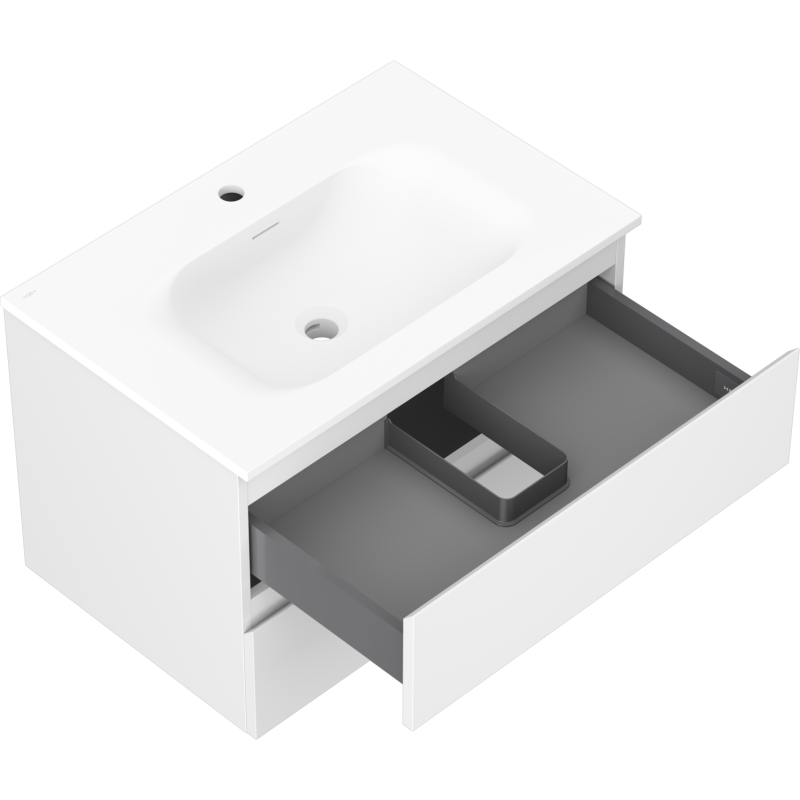 Mexen Orio fürdőszobai szekrény 70 cm-es Vela mosdóval, 2 fiók, fehér matt - 91A10-07047-2-BFF01-W23M01