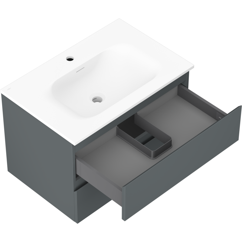 Mexen Orio dulap baie 70 cm cu lavoar Vela, 2 sertare, grafit mat/alb mat - 91A10-07047-2-BFF66-W23M01