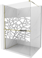 Mexen Kioto+ zuhanyfal polccal Walk-in 110 x 200 cm, fehér minta, arany - 800-110-121-50-85