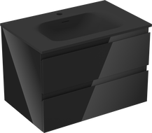 Mexen Orio 70 cm-es fürdőszobaszekrény Velamosdóval, 2 fiók, fekete fényes/fekete matt - 91A10-07047-2-BFF70-W23M71