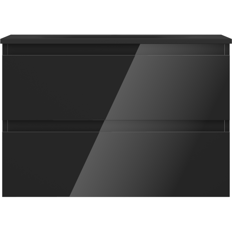 Mexen Orio 70 cm-es fürdőszobaszekrény Velamosdóval, 2 fiók, fekete fényes/fekete matt - 91A10-07047-2-BFF70-W23M71