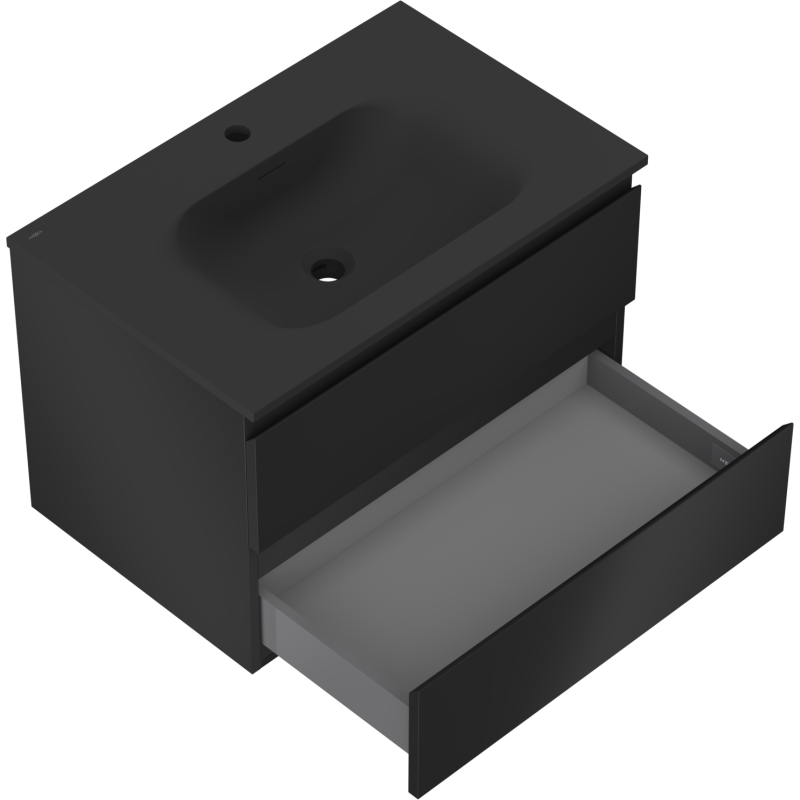 Mexen Orio dulap baie 70 cm cu lavoar Vela, 2 sertare, negru mat - 91A10-07047-2-BFF71-W23M71