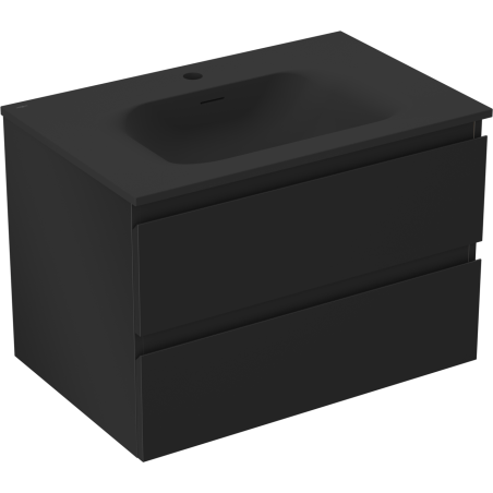 Mexen Orio 70 cm-es fürdőszobaszekrény Vela mosdóval, 2 fiókos, fekete matt - 91A10-07047-2-BFF71-W23M71