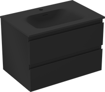 Mexen Orio 70 cm-es fürdőszobaszekrény Vela mosdóval, 2 fiókos, fekete matt - 91A10-07047-2-BFF71-W23M71