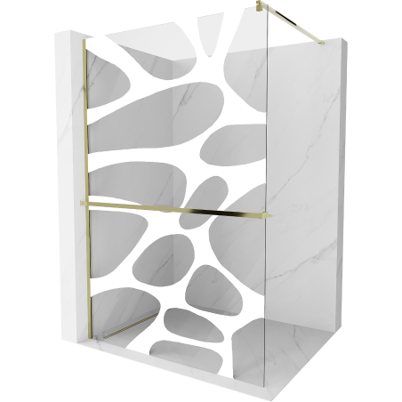 Mexen Kioto+ zuhanyfal polccal Walk-in 70 x 200 cm, fehér minta, arany - 800-070-121-50-97