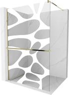 Mexen Kioto+ zuhanyfal polccal Walk-in 70 x 200 cm, fehér minta, arany - 800-070-121-50-97