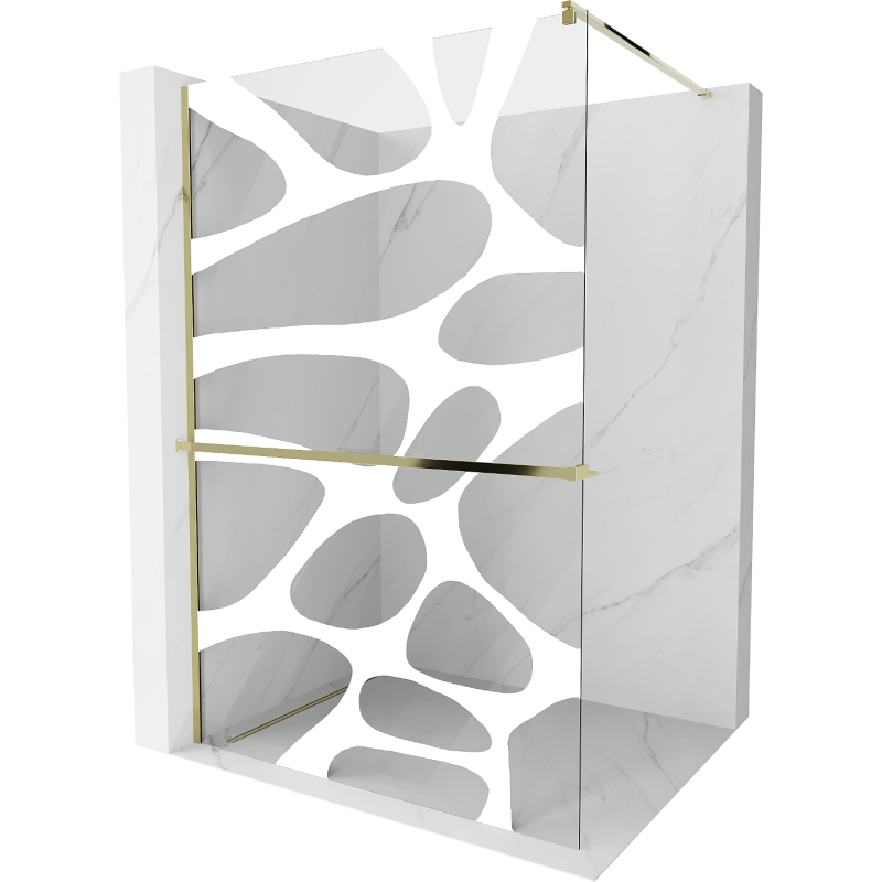 Mexen Kioto+ zuhanyfal polccal, 90 x 200 cm, fehér hullám, arany - 800-090-121-50-97