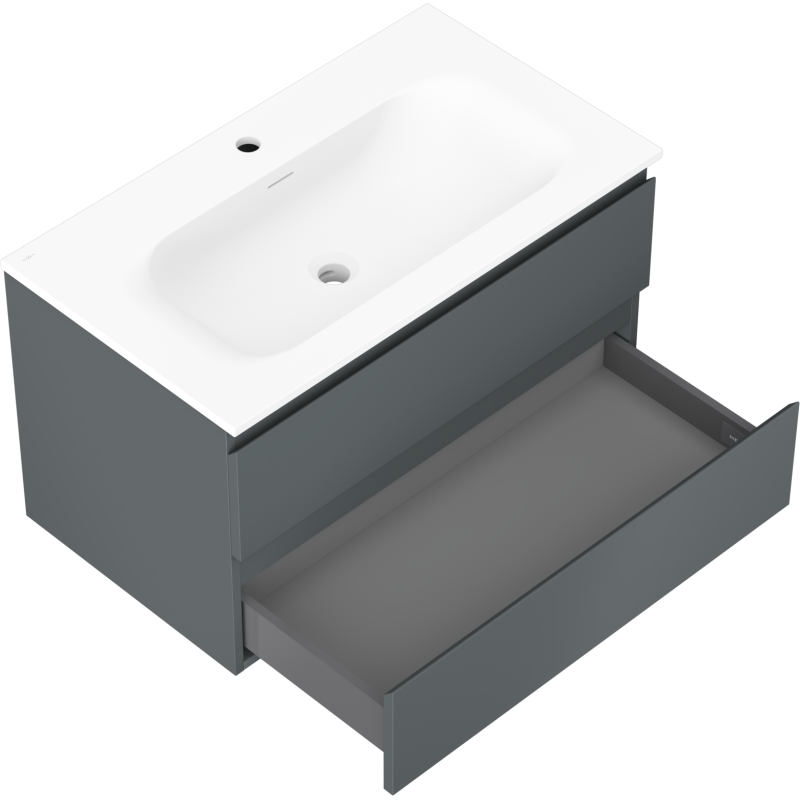 Mexen Orio dulap baie 80 cm cu chiuvetă Vela, 2 sertare, grafit mat/alb mat - 91A10-08047-2-BFF66-W23M01