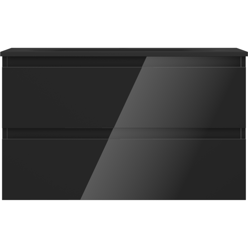 Mexen Orio dulap baie 80 cm cu lavoar Vela, 2 sertare, negru lucios/negru mat - 91A10-08047-2-BFF70-W23M71