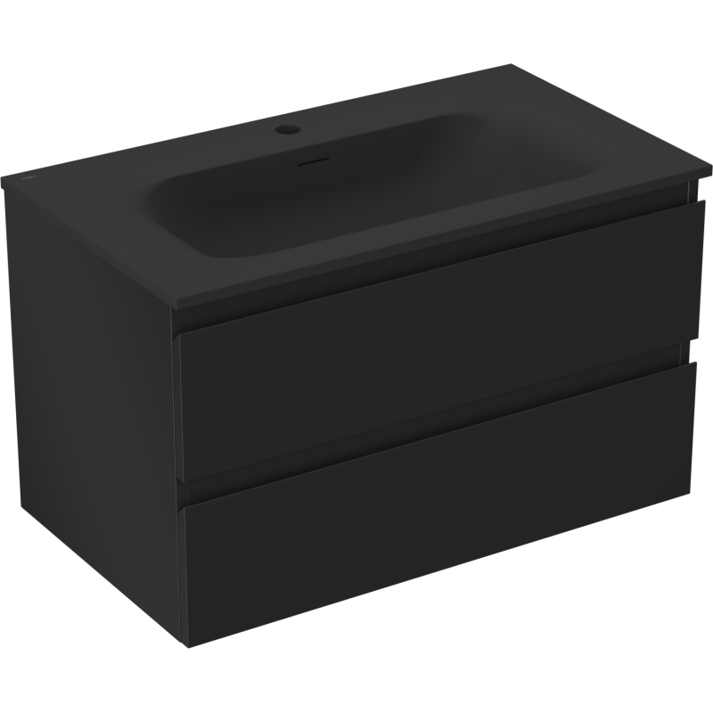 Mexen Orio fürdőszobai szekrény 80 cm Vela mosdóval, 2 fiókos, fekete matt - 91A10-08047-2-BFF71-W23M71