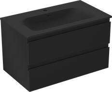 Mexen Orio fürdőszobai szekrény 80 cm Vela mosdóval, 2 fiókos, fekete matt - 91A10-08047-2-BFF71-W23M71