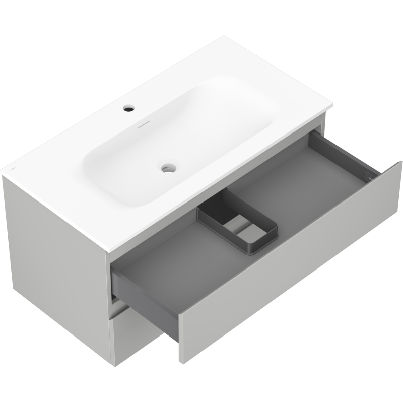 Mexen Orio dulap baie 90 cm cu lavoar Vela, 2 sertare, gri mat/alb mat - 91A10-09047-2-BFF62-W23M01