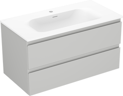 Mexen Orio fürdőszobai szekrény 90 cm Vela mosdóval, 2 fiók, szürke matt/fehér matt - 91A10-09047-2-BFF62-W23M01