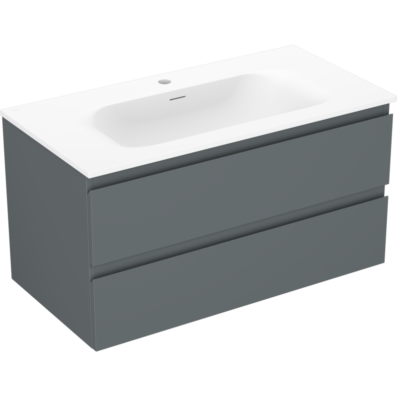 Mexen Orio 90 cm-es fürdőszobaszekrény Vela mosdóval, 2 fiók, grafit matt/fehér matt - 91A10-09047-2-BFF66-W23M01