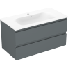 Mexen Orio 90 cm-es fürdőszobaszekrény Vela mosdóval, 2 fiók, grafit matt/fehér matt - 91A10-09047-2-BFF66-W23M01