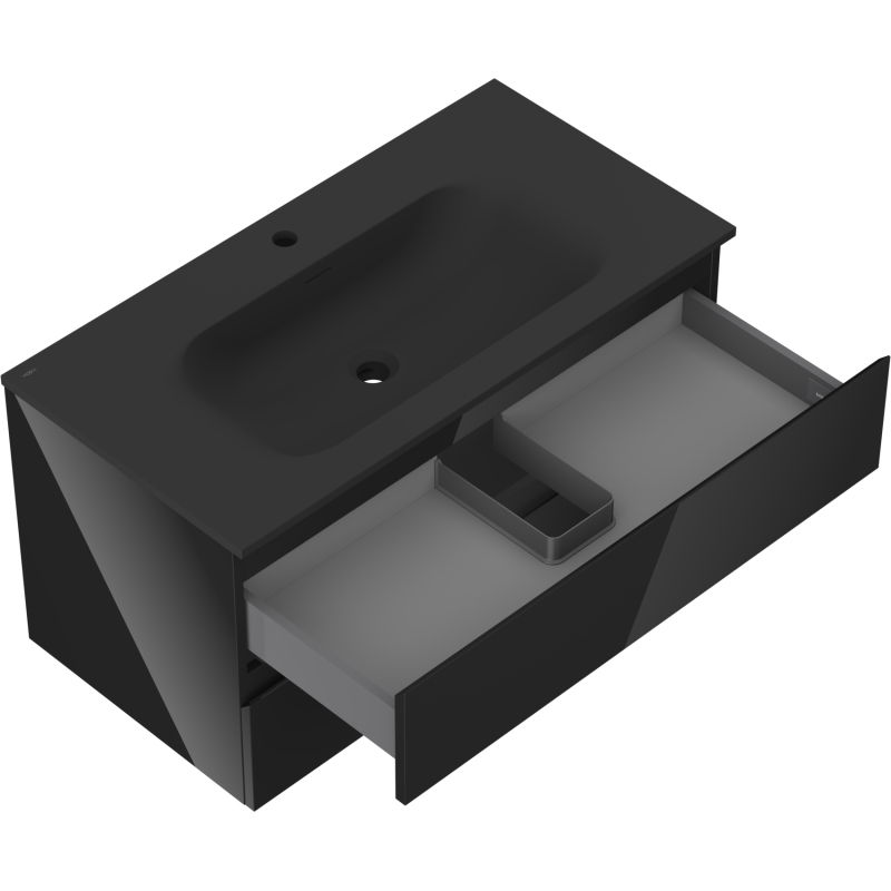 Mexen Orio dulap de baie 90 cm cu chiuvetă Vela, 2 sertare, negru lucios/negru mat - 91A10-09047-2-BFF70-W23M71