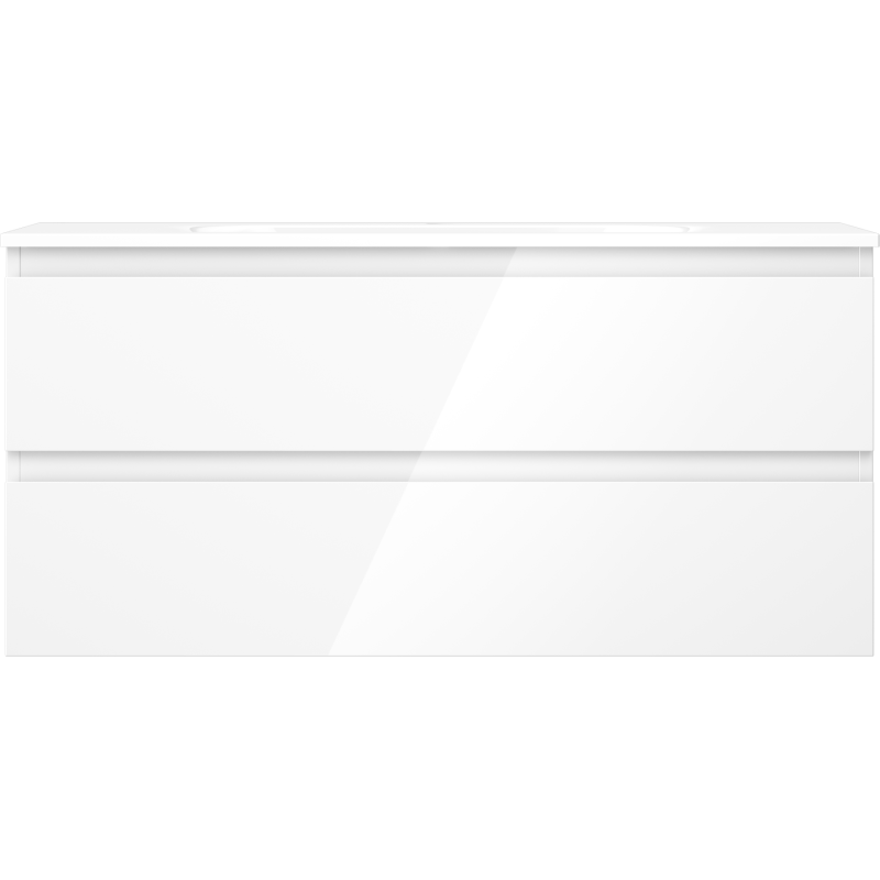 Mexen Orio 100 cm-es fürdőszobaszekrény Vela mosdóval, 2 fiók, fényes fehér - 91A10-10047-2-BFF00-W23M00