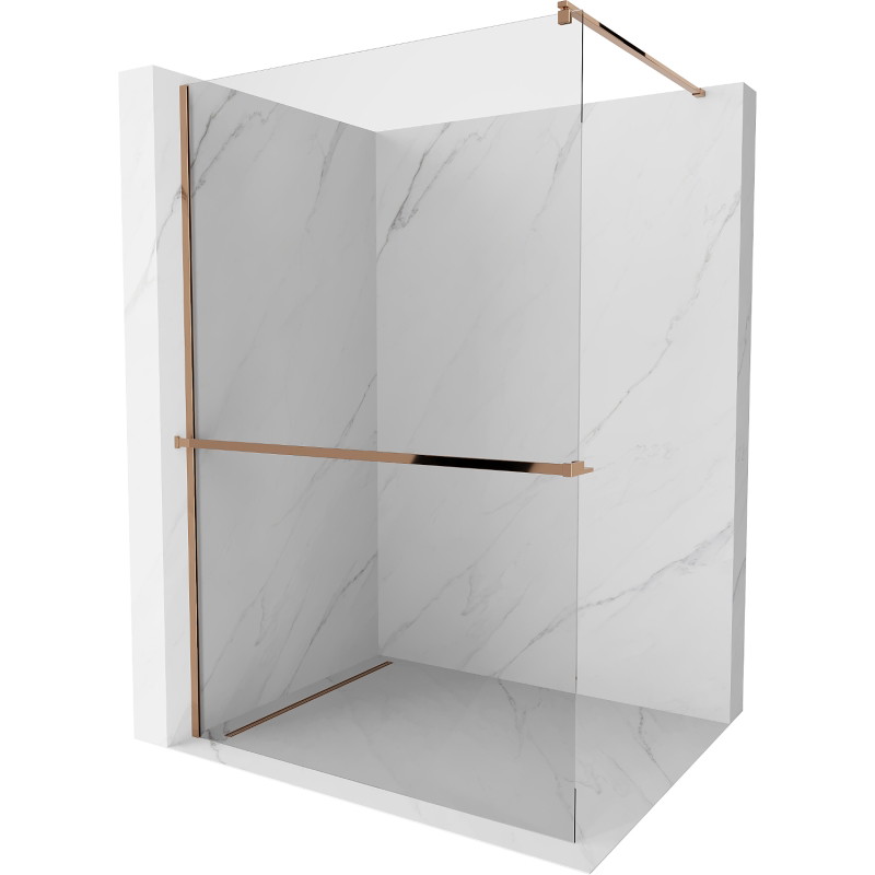 Mexen Kioto+ panou de duș cu raft Walk-in 90 x 200 cm, transparent, aur roz - 800-090-121-60-00