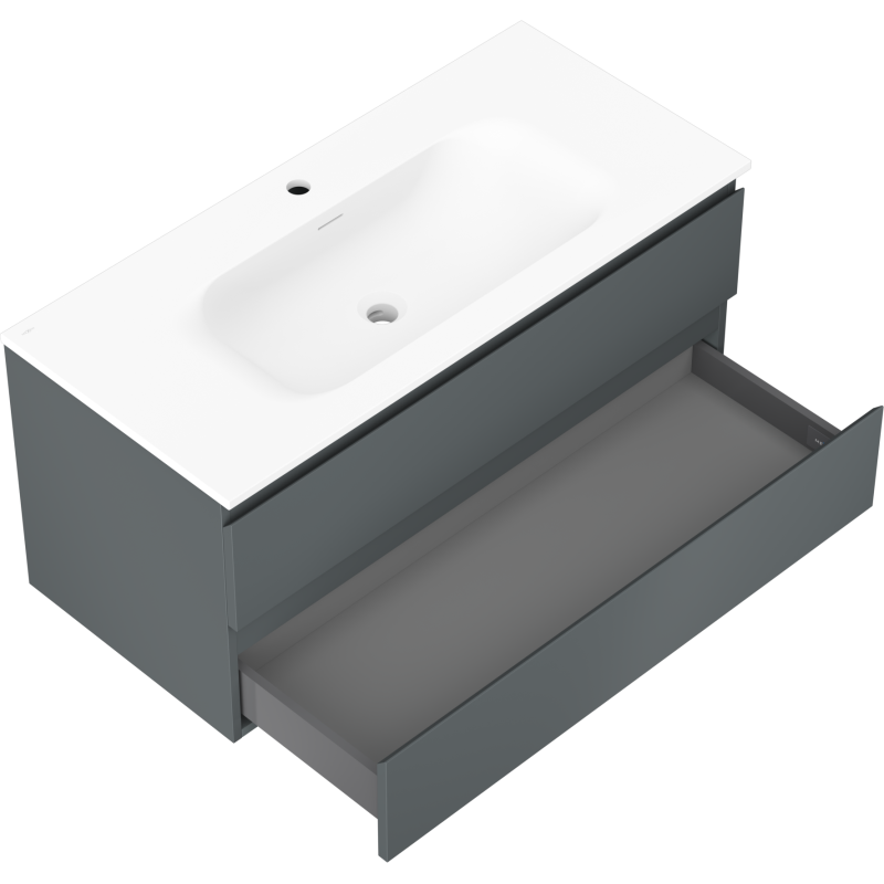 Mexen Orio dulap baie 100 cm cu chiuvetă Vela, 2 sertare, grafit mat/alb mat - 91A10-10047-2-BFF66-W23M01