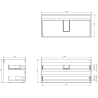 Dulap baie Mexen Orio 100 cm cu lavoar Vela, 2 sertare, grafit mat/alb mat - 91A10-10047-2-BFF66-W23M01