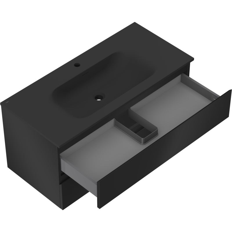 Mexen Orio dulap baie 100 cm cu lavoar Vela, 2 sertare, negru mat - 91A10-10047-2-BFF71-W23M71