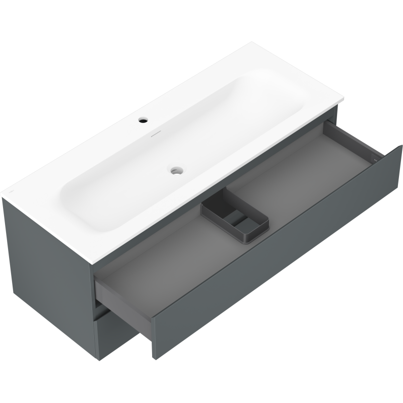 Mexen Orio 120 cm-es fürdőszobaszekrény Vela mosdóval, 2 fiók, grafit matt/fehér matt - 91A10-12047-2-BFF66-W23M01
