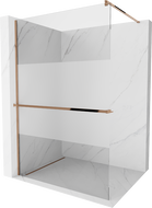 Mexen Kioto+ zuhanyfal polccal és korláttal 70 x 200 cm, Átlátszó/Savmart 8 mm, Rózsaszín-arany - 800-070-121-60-35